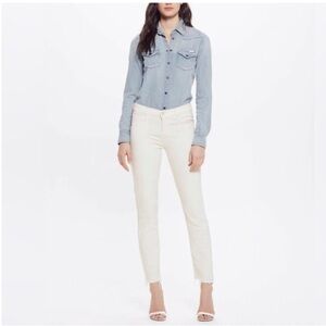 MOTHER - The Rascal Ankle Snippet Jeans in Whipping the Cream Frayed Hem Cropped
